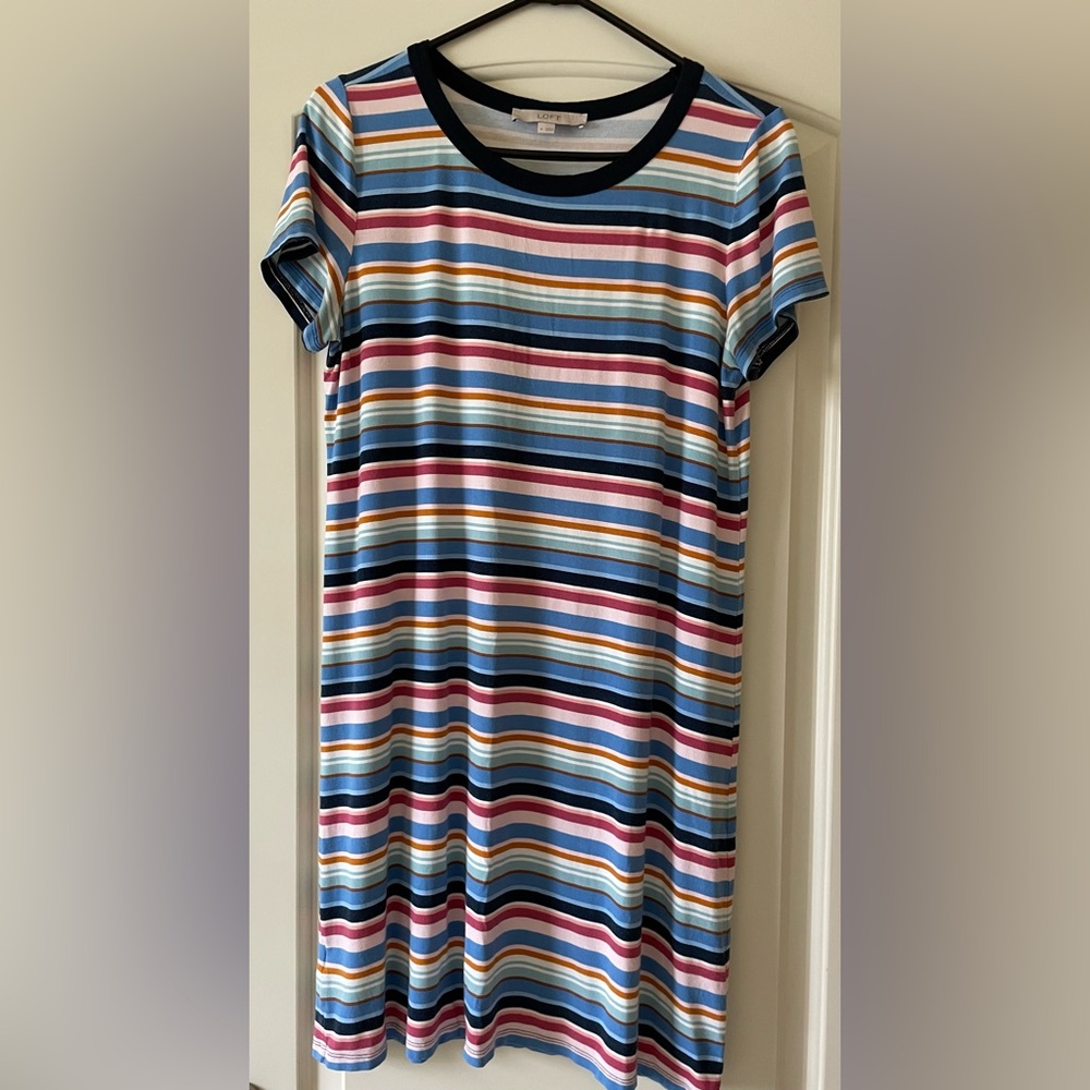 Short sleeve stripe tee shirt dress